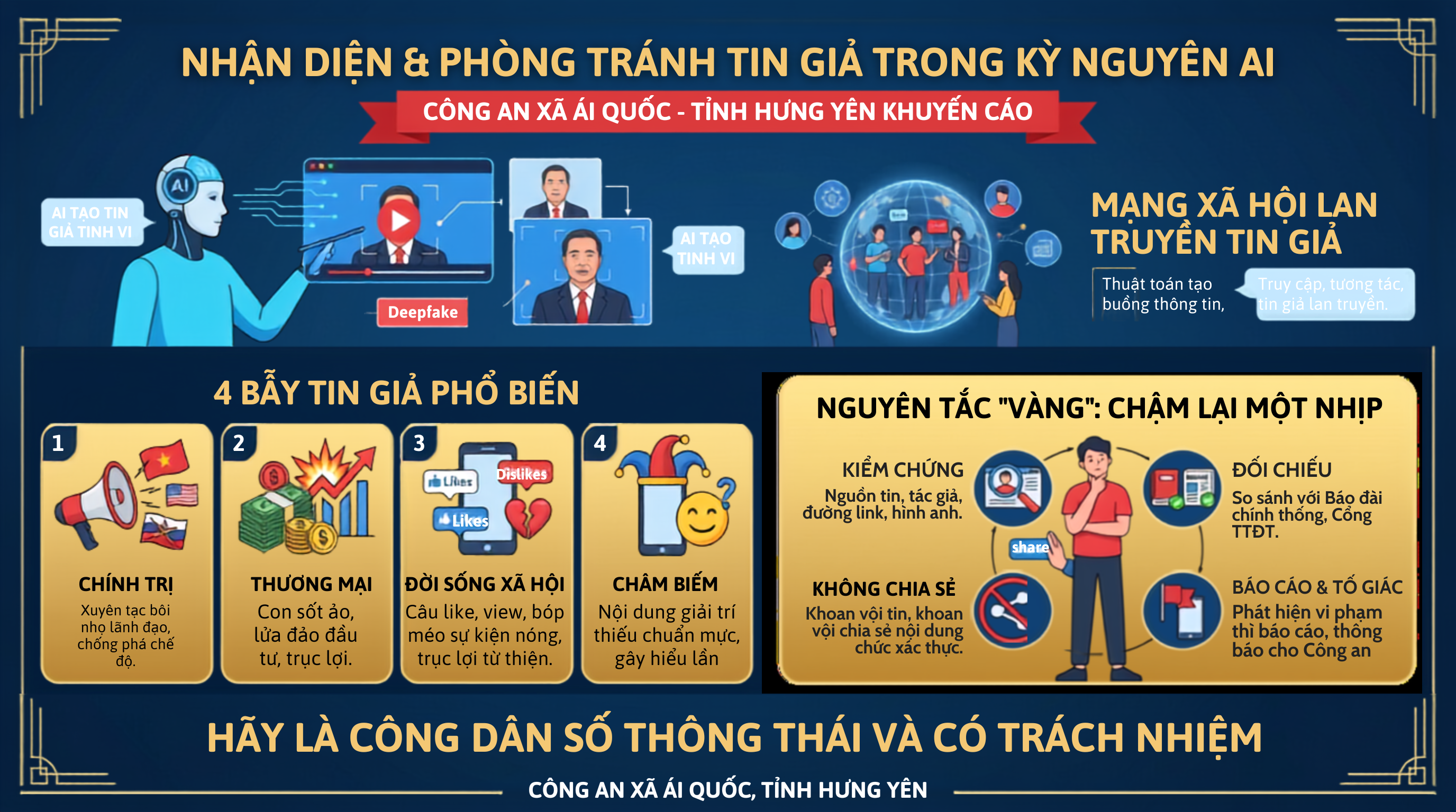 Công an xã Ái Quốc cảnh báo “bẫy” tin giả trong kỷ nguyên trí tuệ nhân tạo