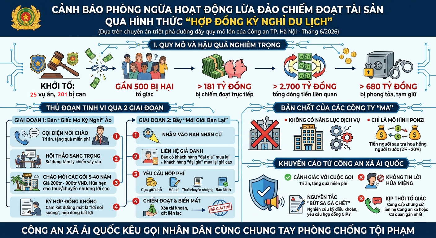 Cảnh báo phòng ngừa hoạt động lừa đảo chiếm đoạt tài sản qua hình thức “Hợp đồng kỳ nghỉ du lịch”