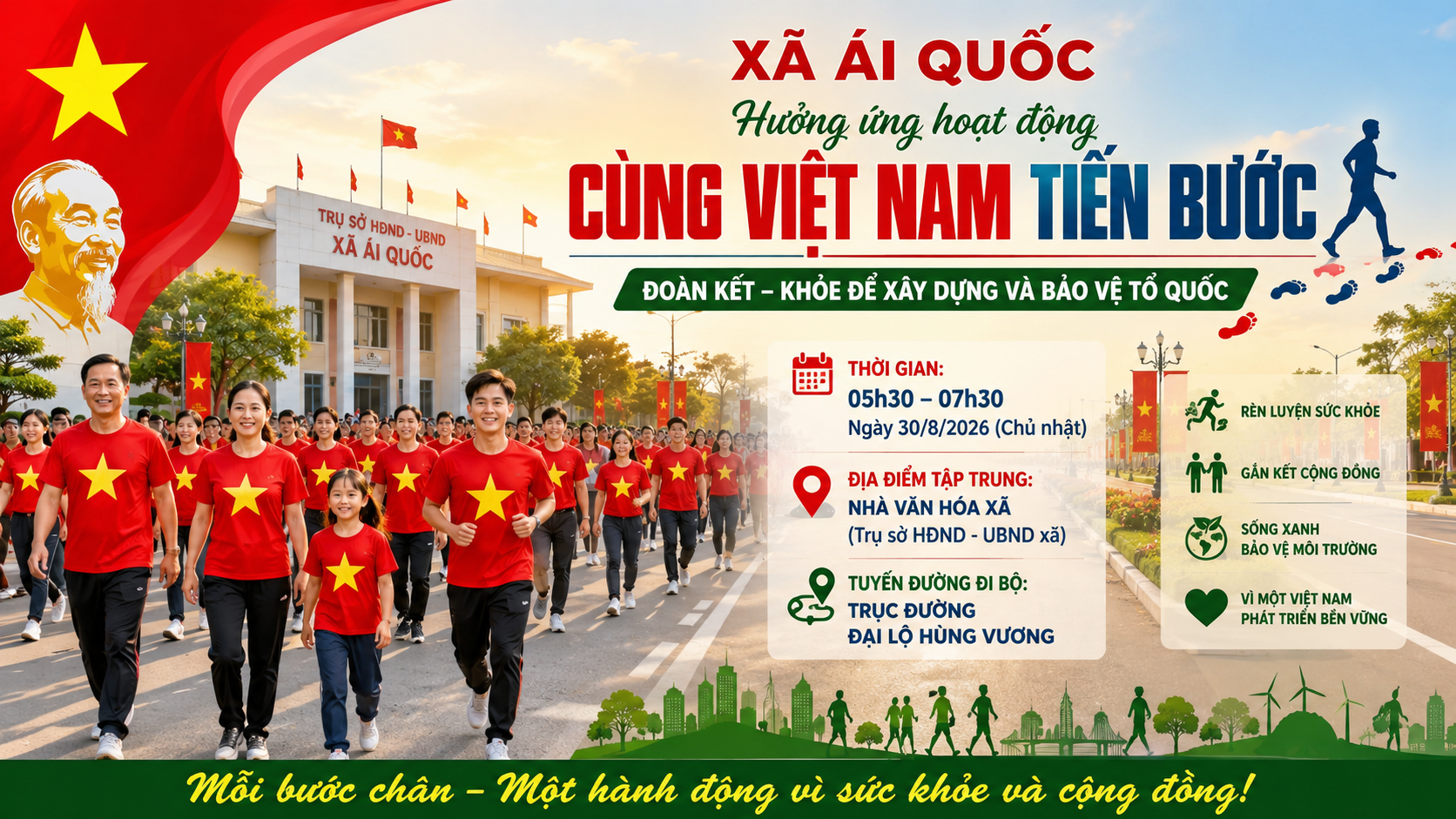 Xã Ái Quốc hưởng ứng hoạt động “Cùng Việt Nam tiến bước” năm 2026