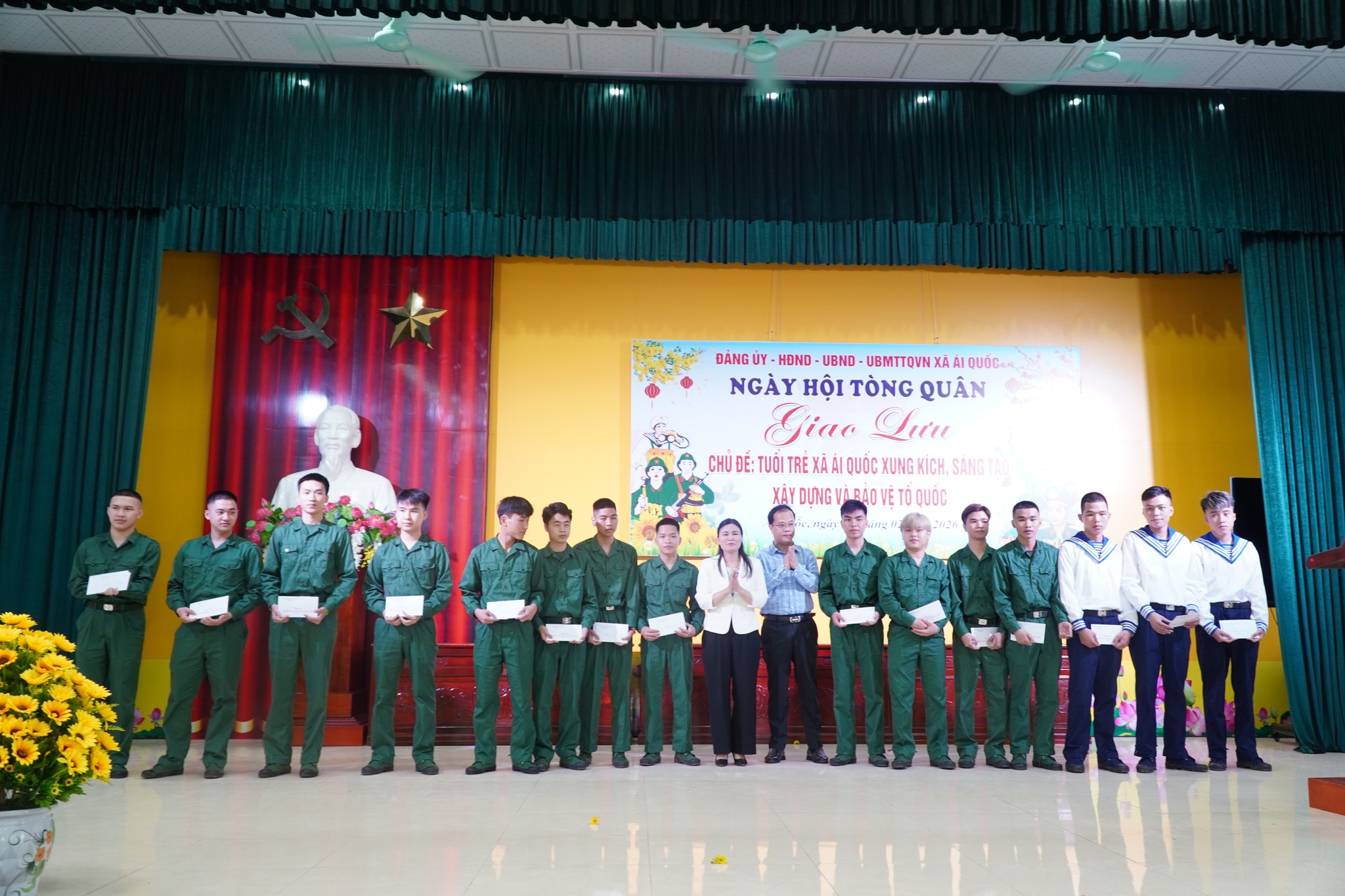 Đảng ủy – HĐND – UBND – Ủy ban MTTQ xã Ái Quốc long trọng tổ chức Chương trình Ngày hội tòng quân động viên tân binh lên đường nhập ngũ năm 2026