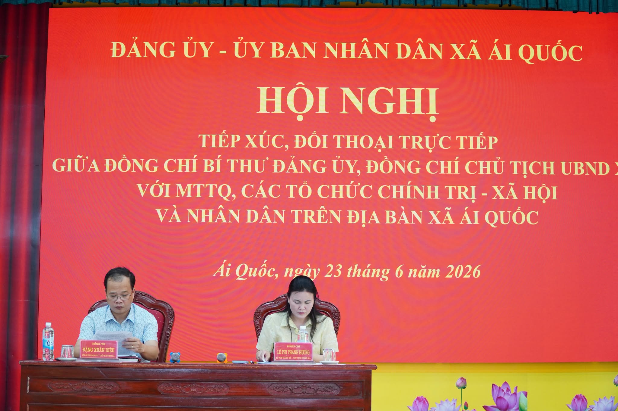 Hội nghị tiếp xúc, đối thoại trực tiếp giữa đồng chí Bí thư Đảng ủy, Chủ tịch UBND xã với MTTQ, các tổ chức chính trị - xã hội và Nhân dân trên địa bàn xã Ái Quốc năm 2026