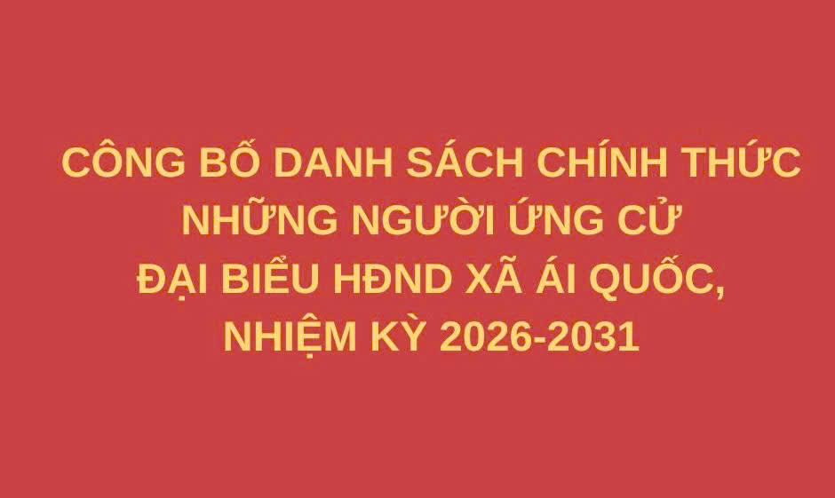 Công bố danh sách chính thức những người ứng cử đại biểu HĐND xã Ái Quốc, nhiệm kỳ 2026-2031