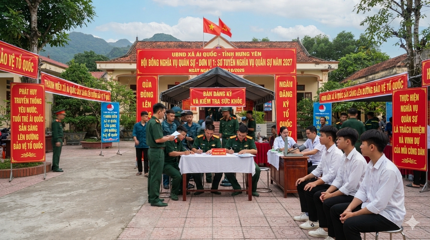 Ngày 24/10, xã Ái Quốc tổ chức sơ tuyển nghĩa vụ quân sự năm 2027